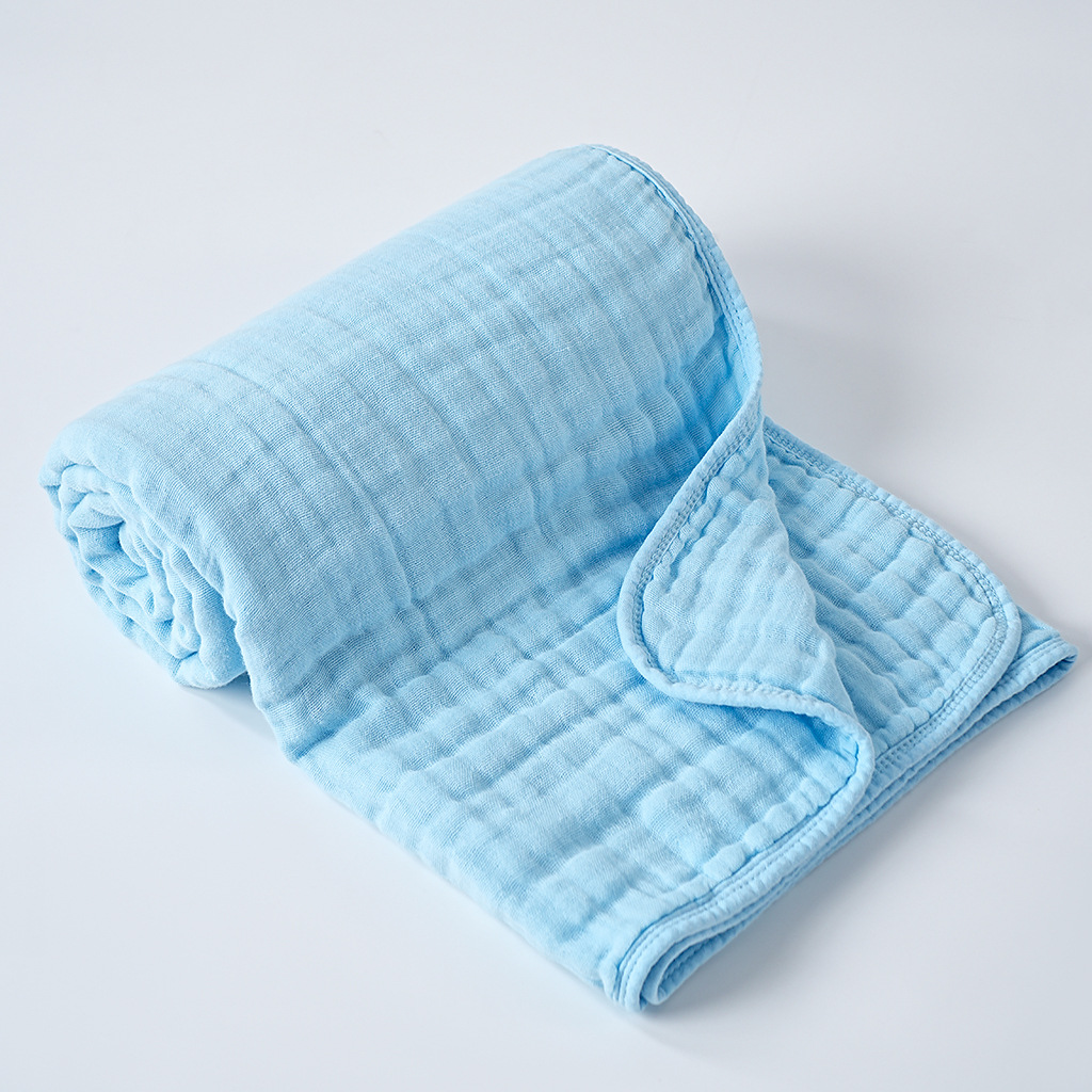 Baby Bath Towel Baby Blue — 100% Cotton Muslin | AEBaby Singapore