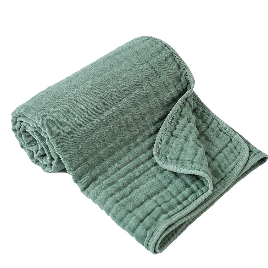 Baby Bath Towel Olive Green — 100% Cotton Muslin | AEBaby Singapore